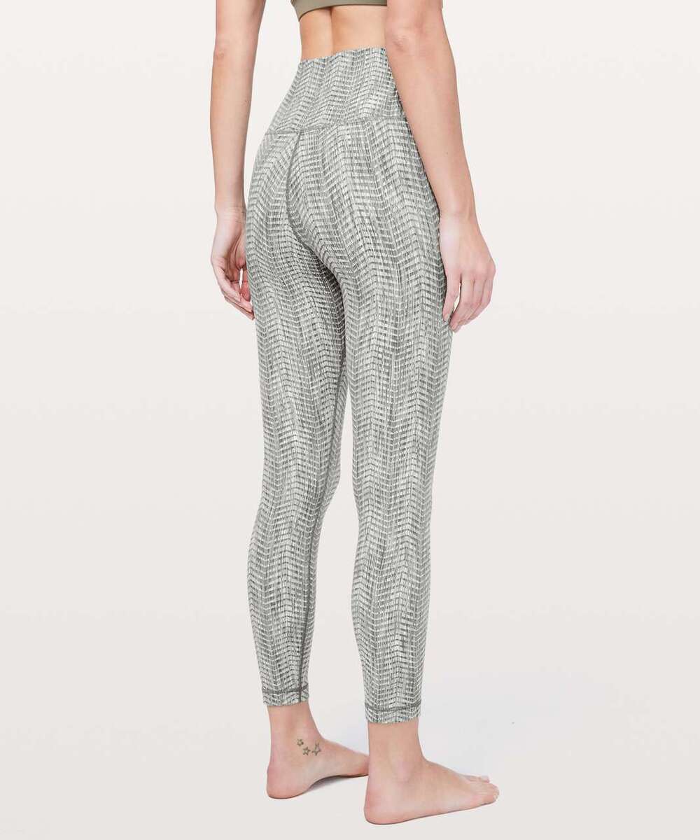 Lululemon Wunder Under High Rise Gray Zig Zag Leggings Size 6 25" Inseam